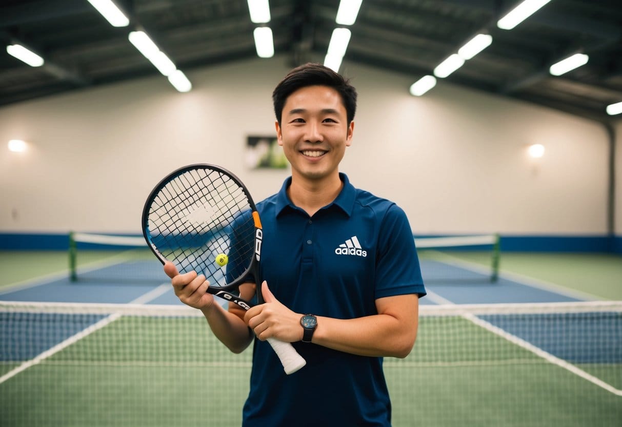 En person modtager gladeligt en Adidas NRD 10 padel tennisketcher