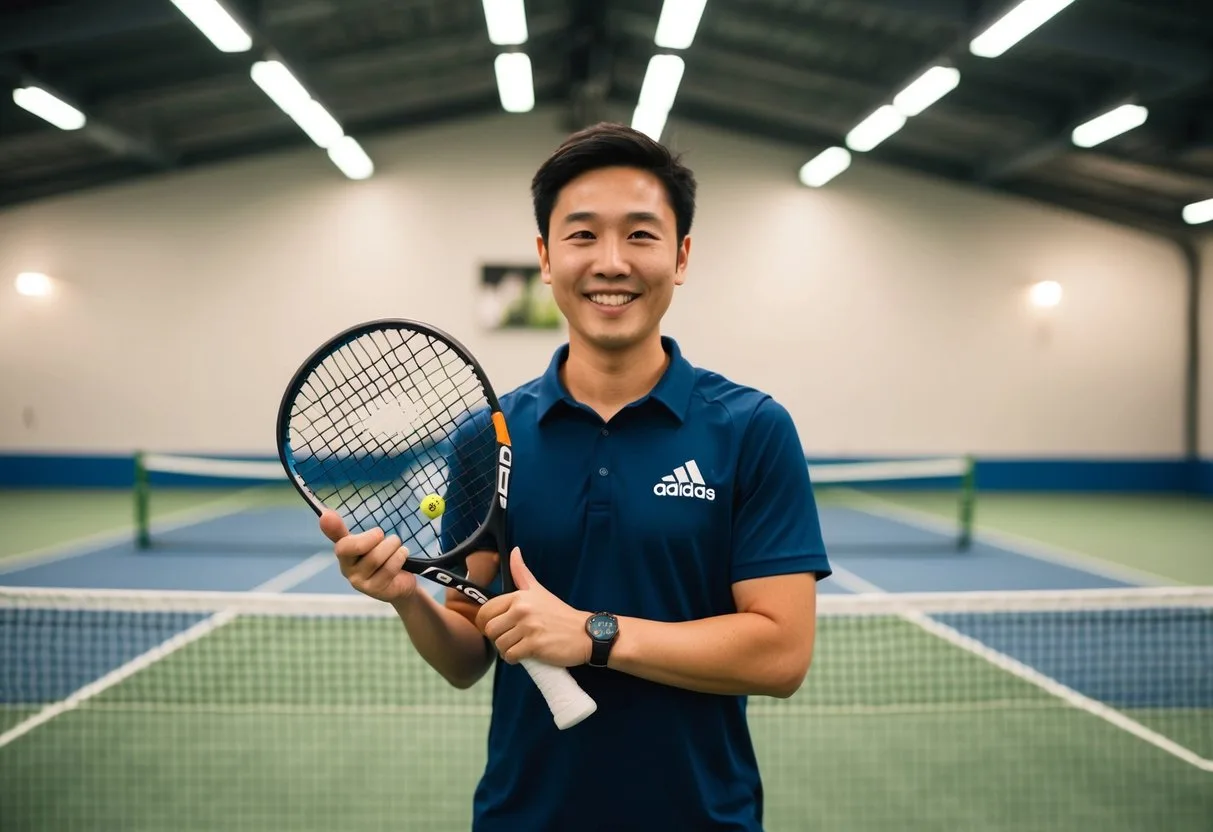 En person modtager gladeligt en Adidas NRD 10 padel tennisketcher